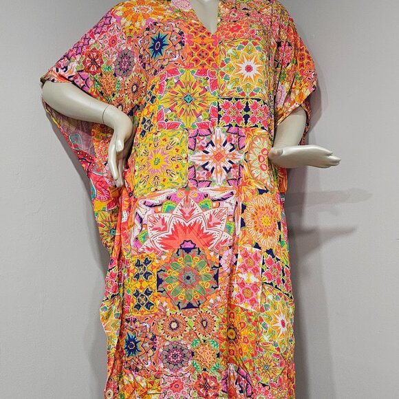 Johnny Was Kaleida Caftan Swim Cover-up - Picture 4 of 13